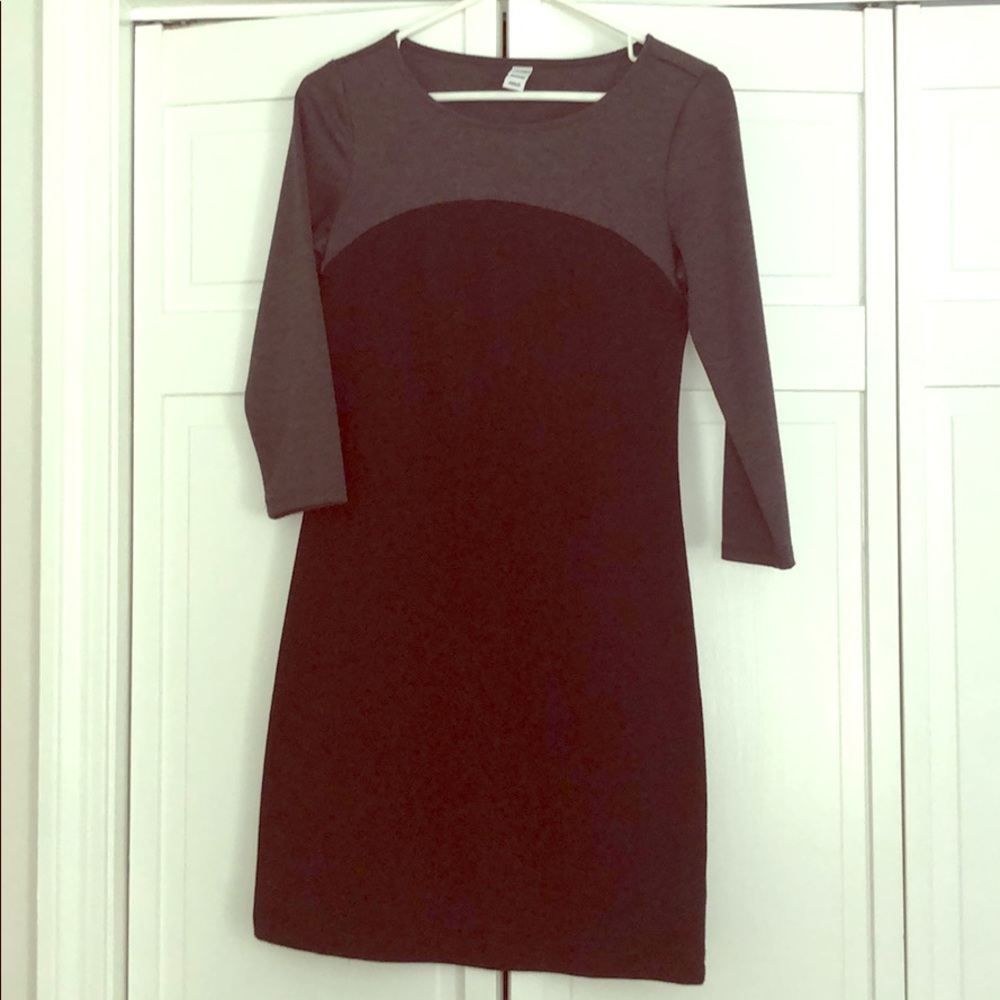 Gray and black shift dress